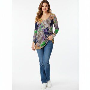 Vibrant Dream: MESMERIZE Medium Multi-Color Asymmetrical Blouse